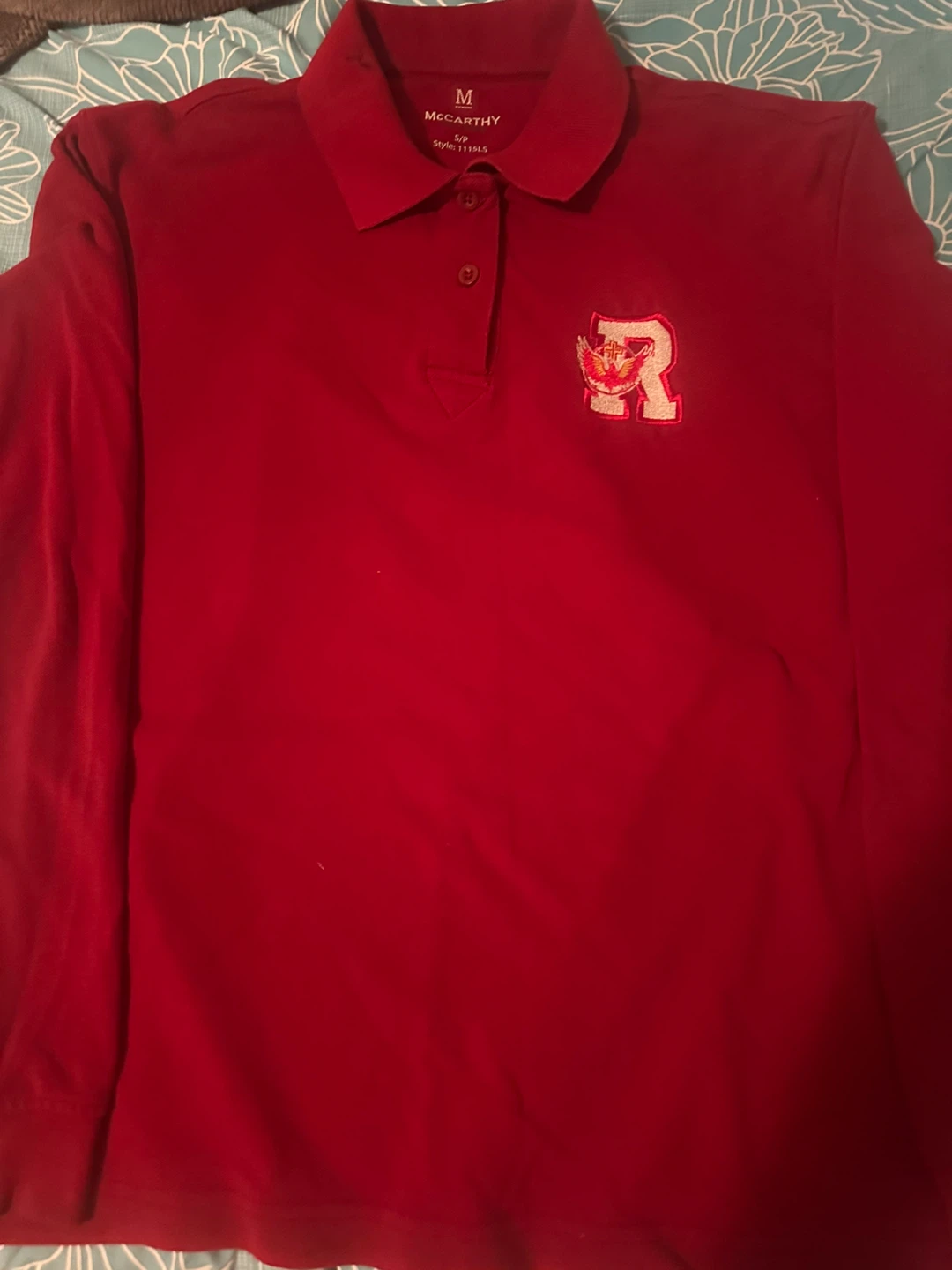 McCarthy Red Long Sleeve Polo Shirt - Size M