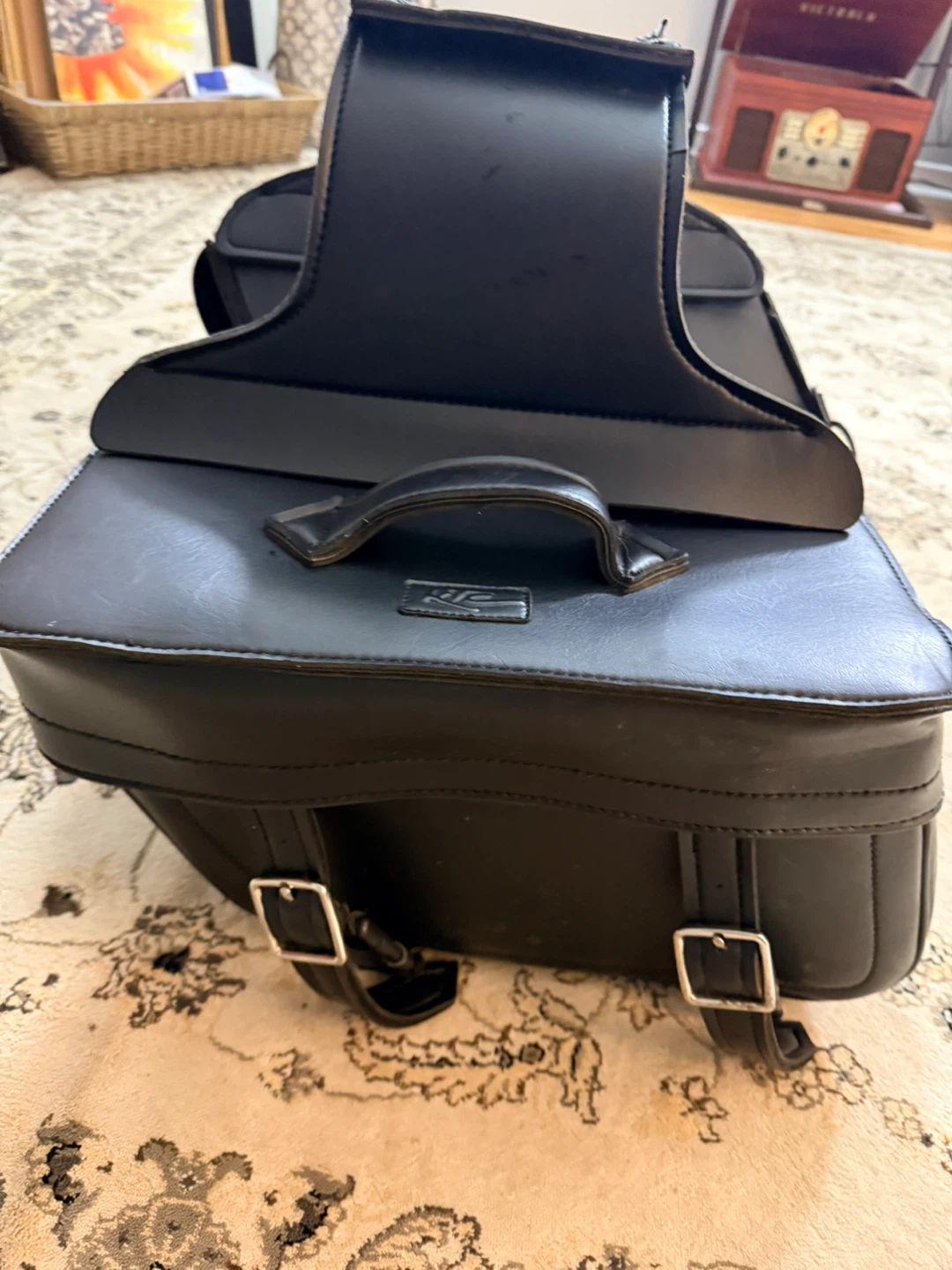Black Motorcycle Saddlebags with Pouch and Chain - photo 3