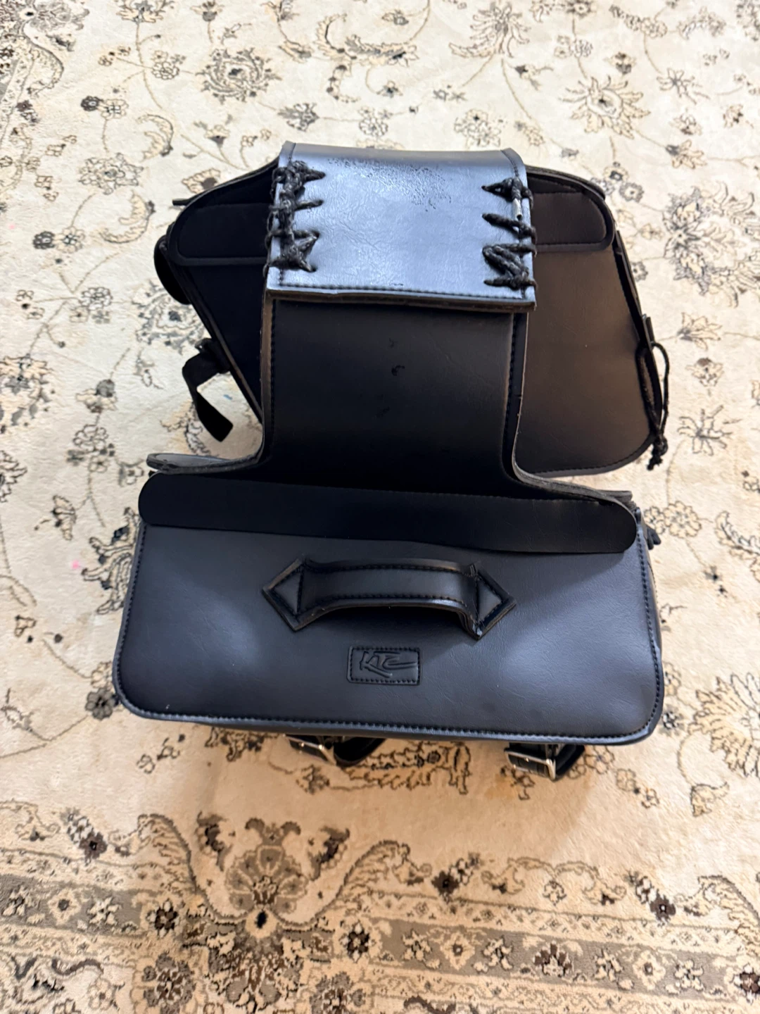 Black Motorcycle Saddlebags with Pouch and Chain - photo 4