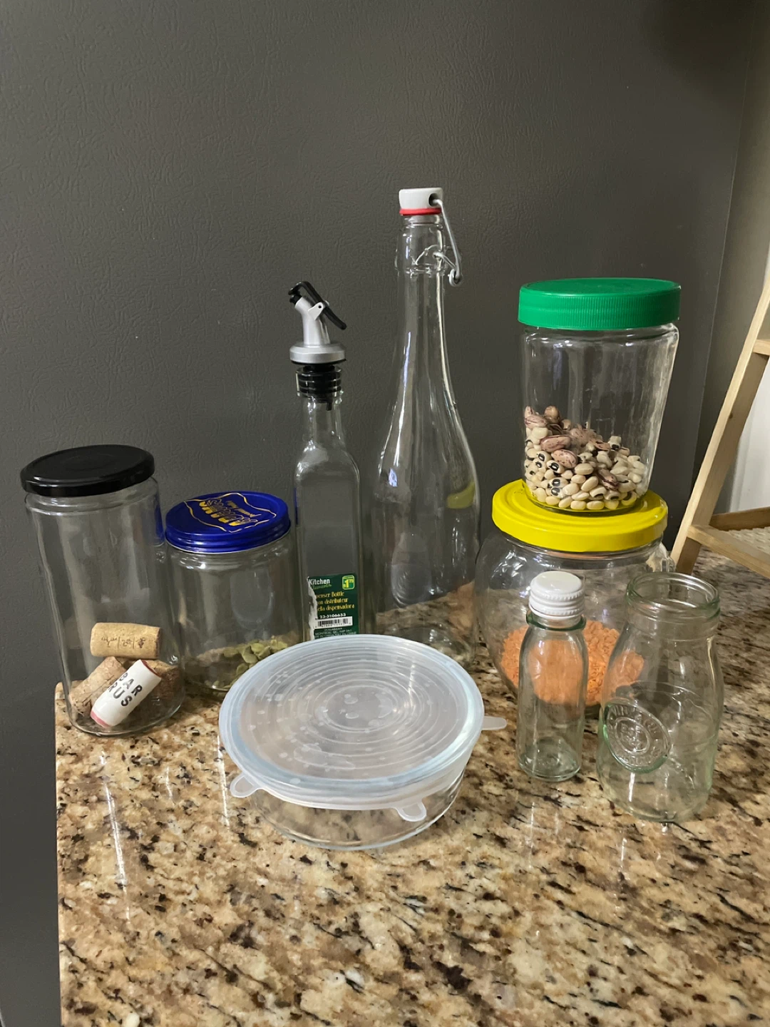 Assorted Glass Jars and Bottles with Lids