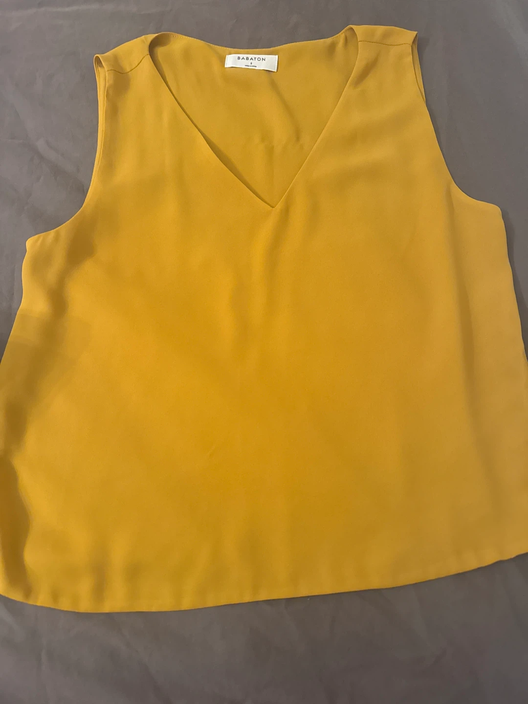 Babaton Women's Mustard Yellow V-Neck Sleeveless Top Size S