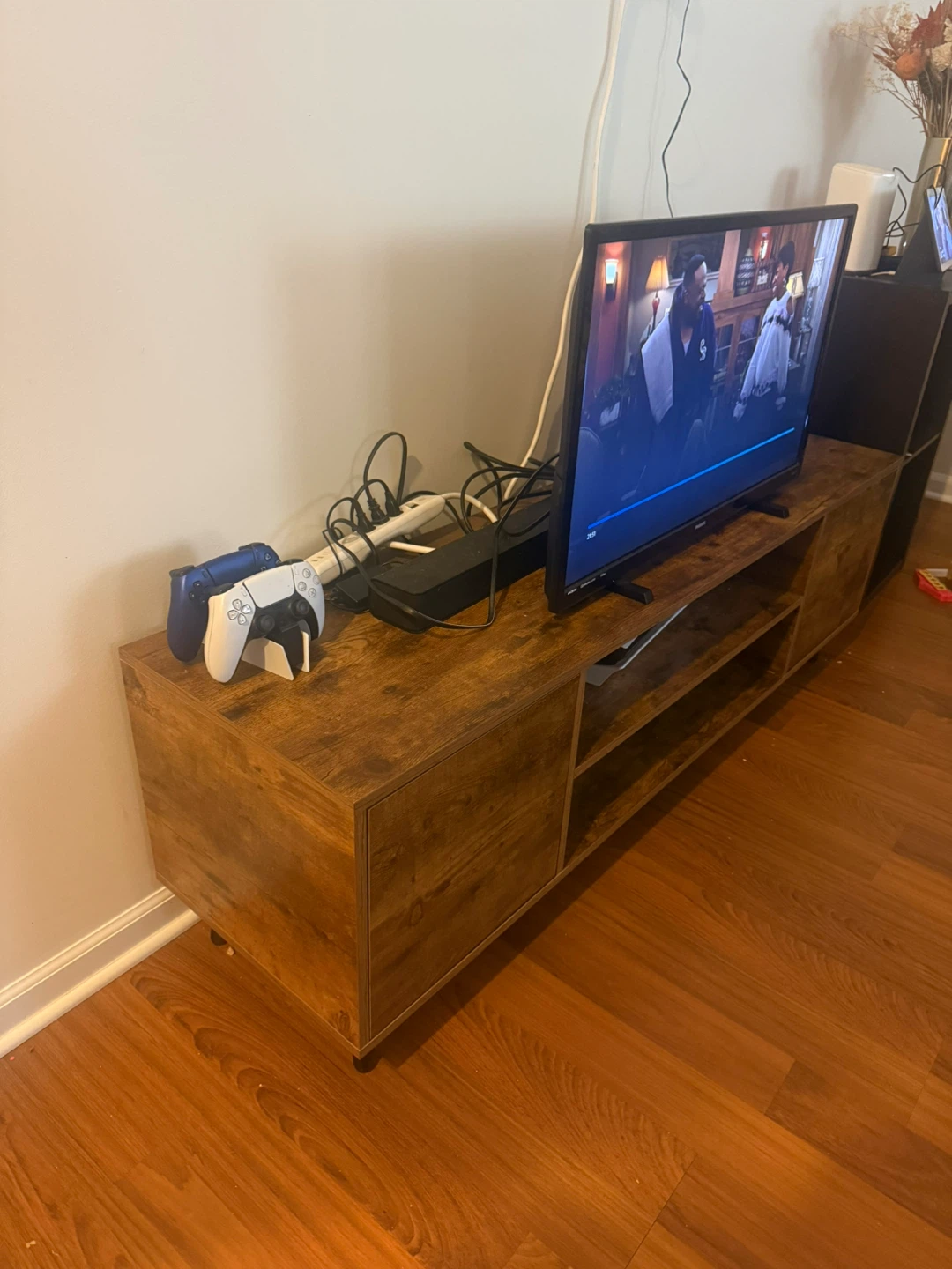 Wood TV Stand with Cabinet Storage