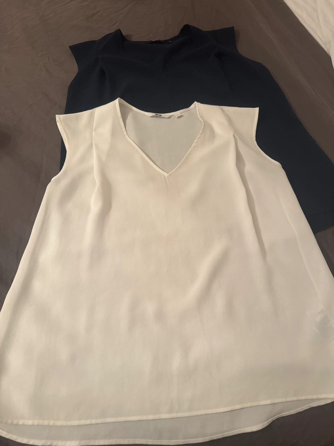 Uniqlo Women's V-Neck Tops - Blue & White