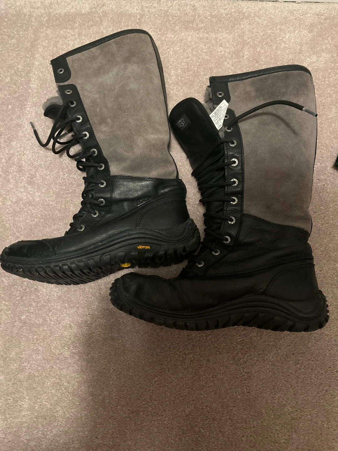 Ugg Women's Black Leather & Grey Suede Winter Boots