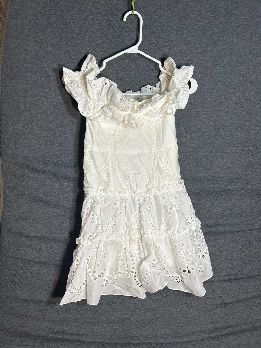 Zara White Broderie Anglaise Dress - XS