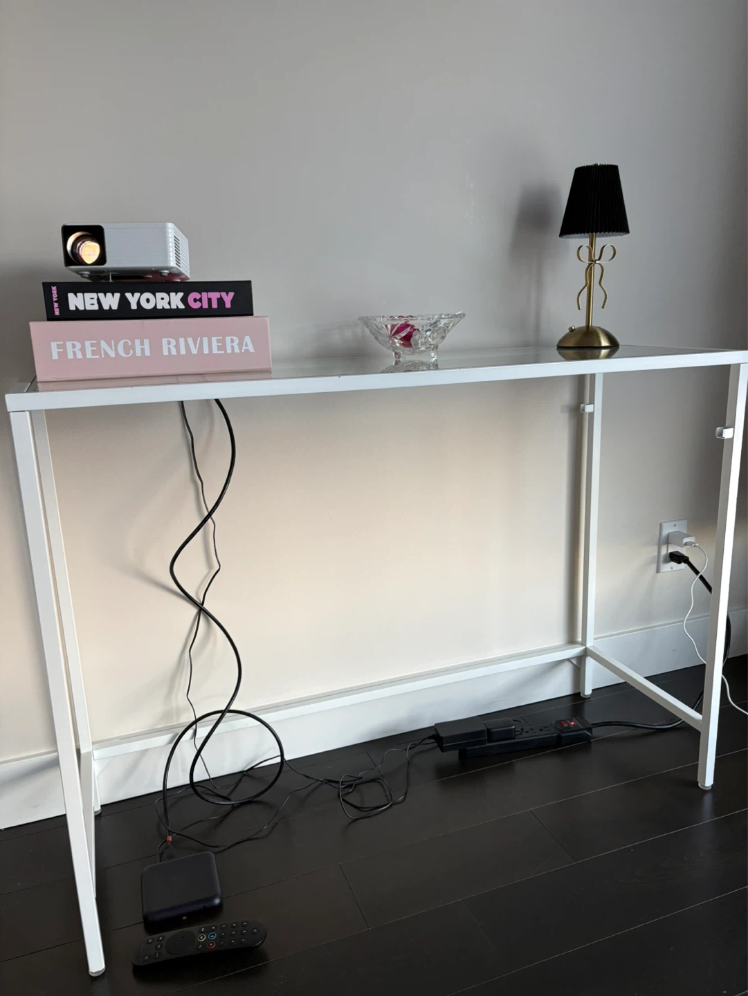 White Metal Glass Desk