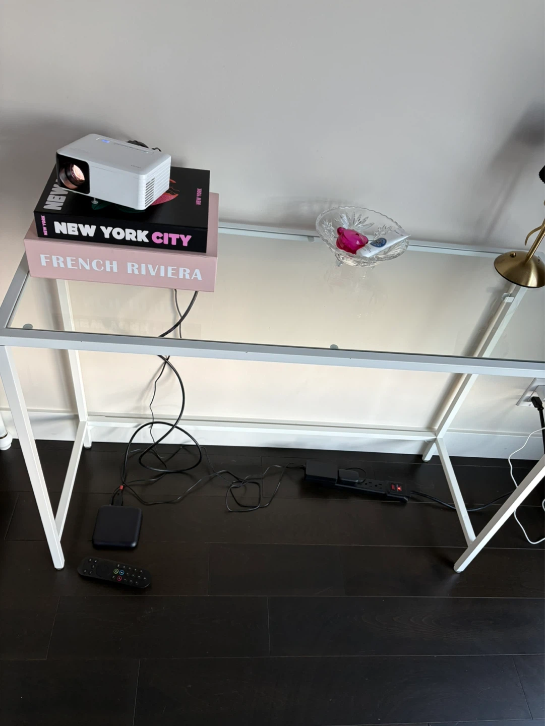 White Metal Glass Desk - photo 3