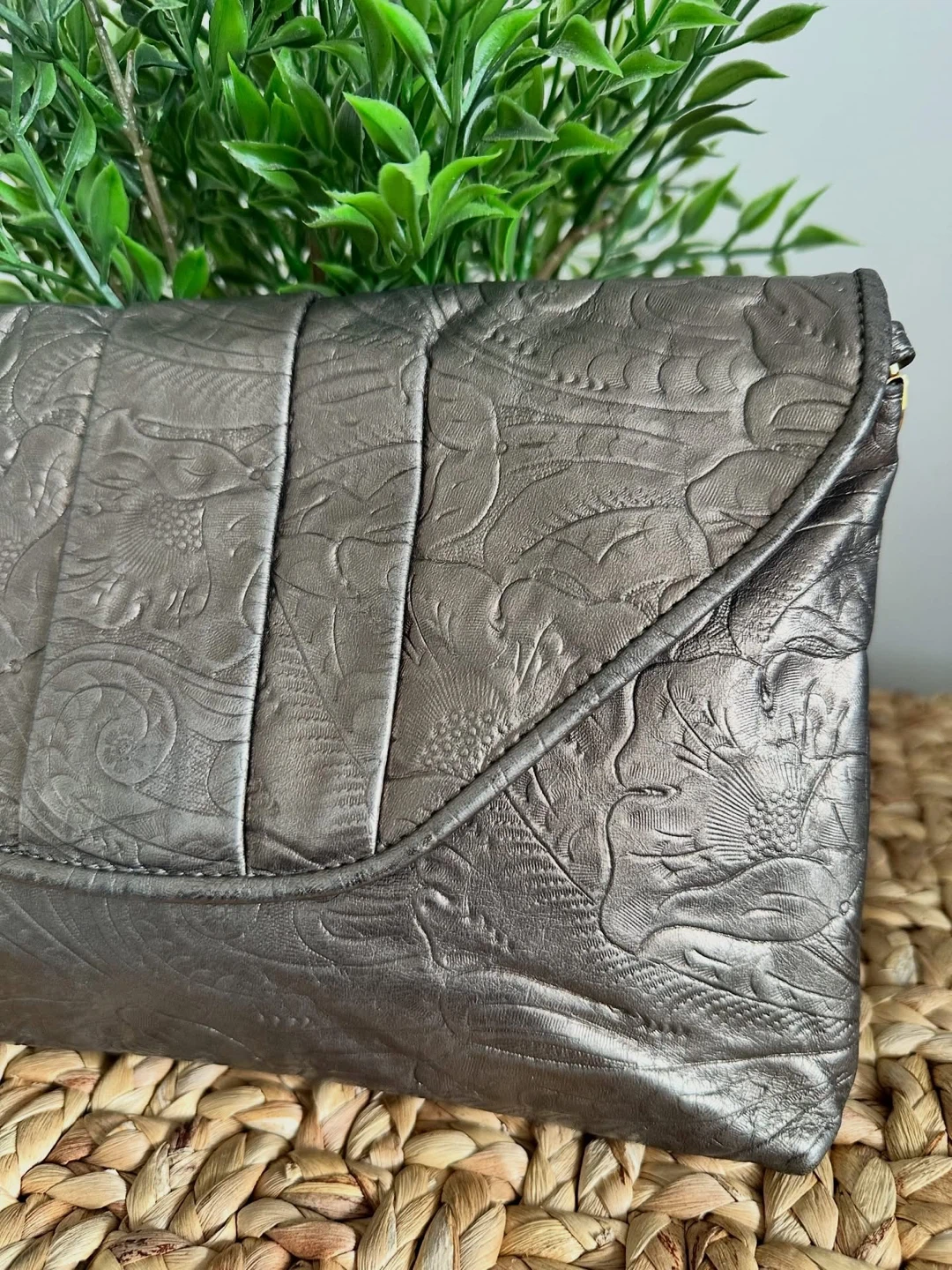 Vintage Tooled Leather Purse Clutch - photo 3