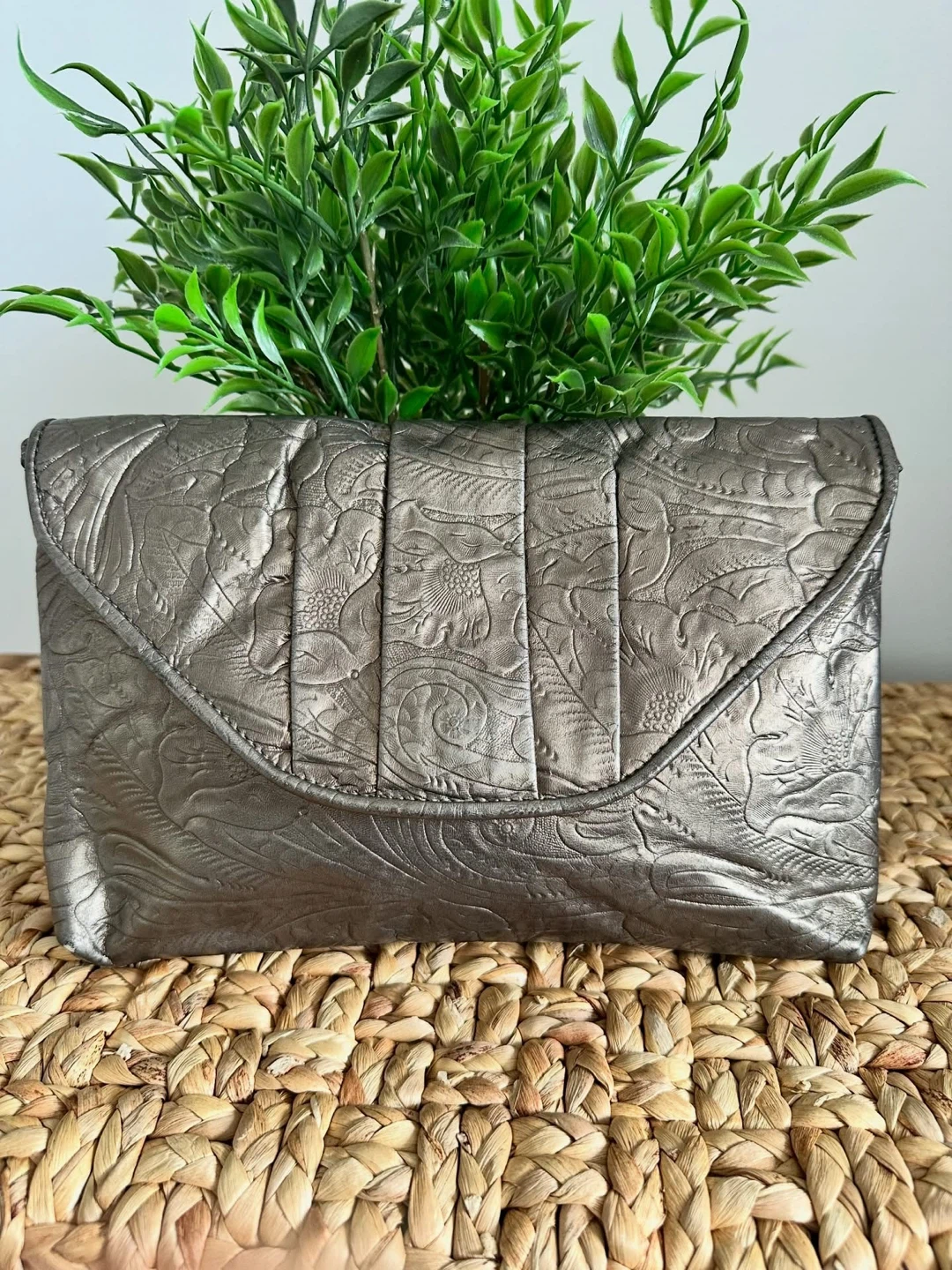 Vintage Tooled Leather Purse Clutch - photo 2