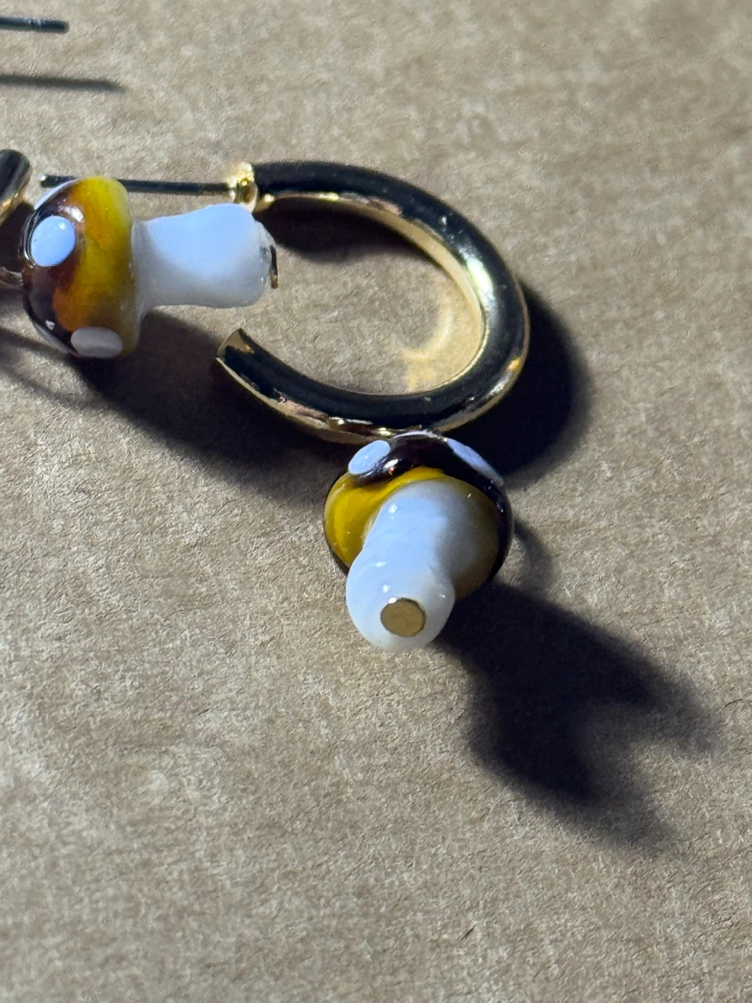 Brown Mushroom Hoop Earrings - photo 2