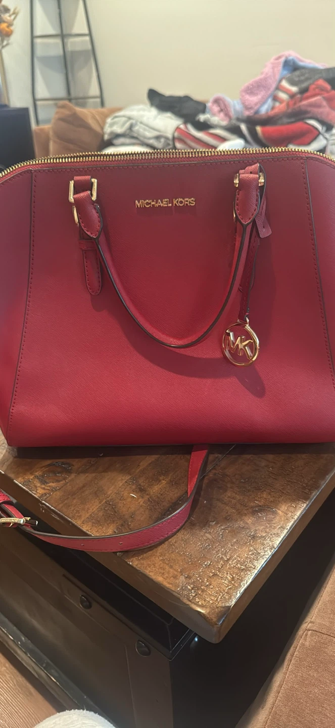 Michael Kors Red Leather Satchel Handbag