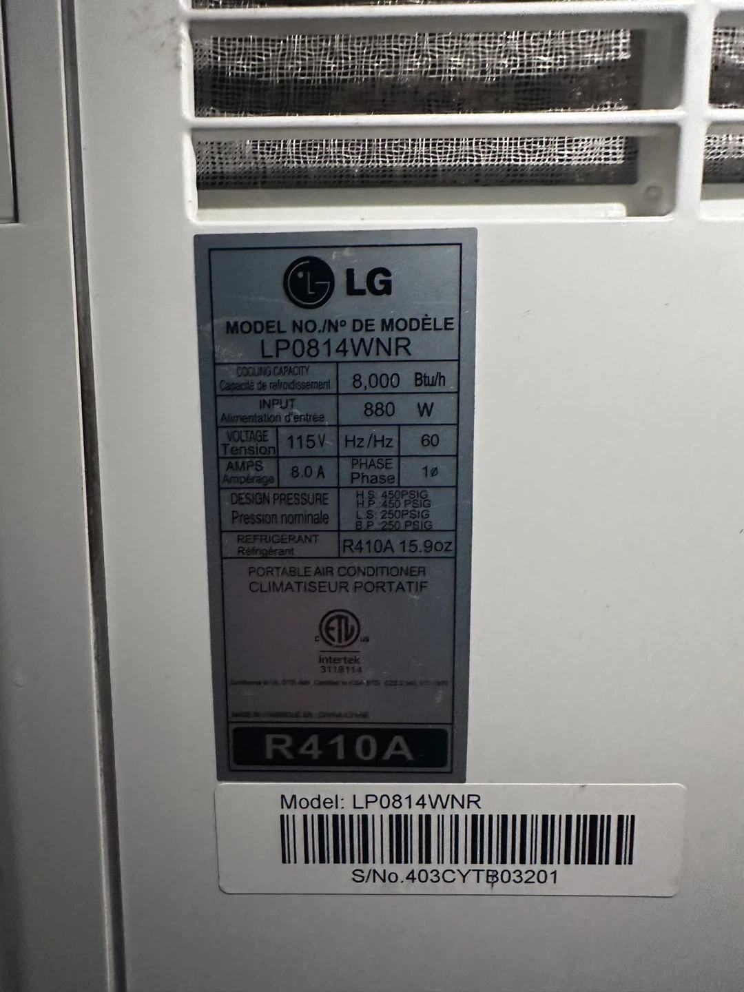 LG Portable Air Conditioner - photo 2