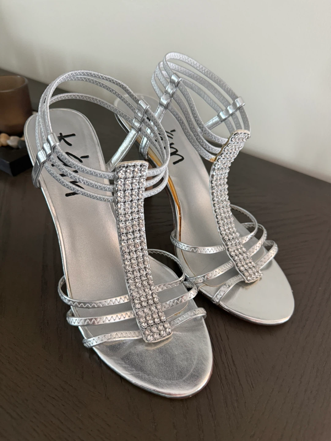 Silver Embellished Heeled Sandals with Matching Clutch