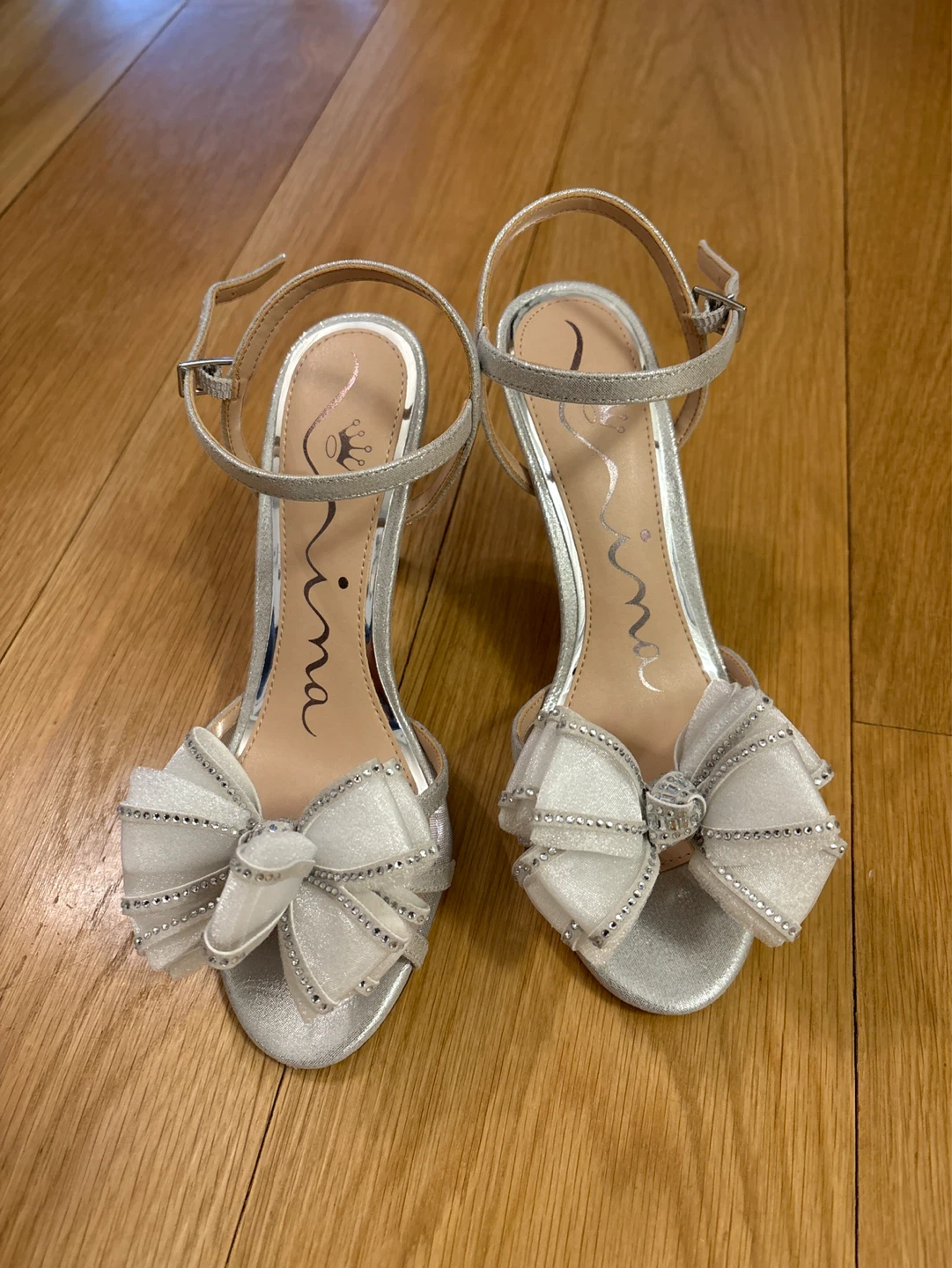 Nina Silver Embellished Bow Heels