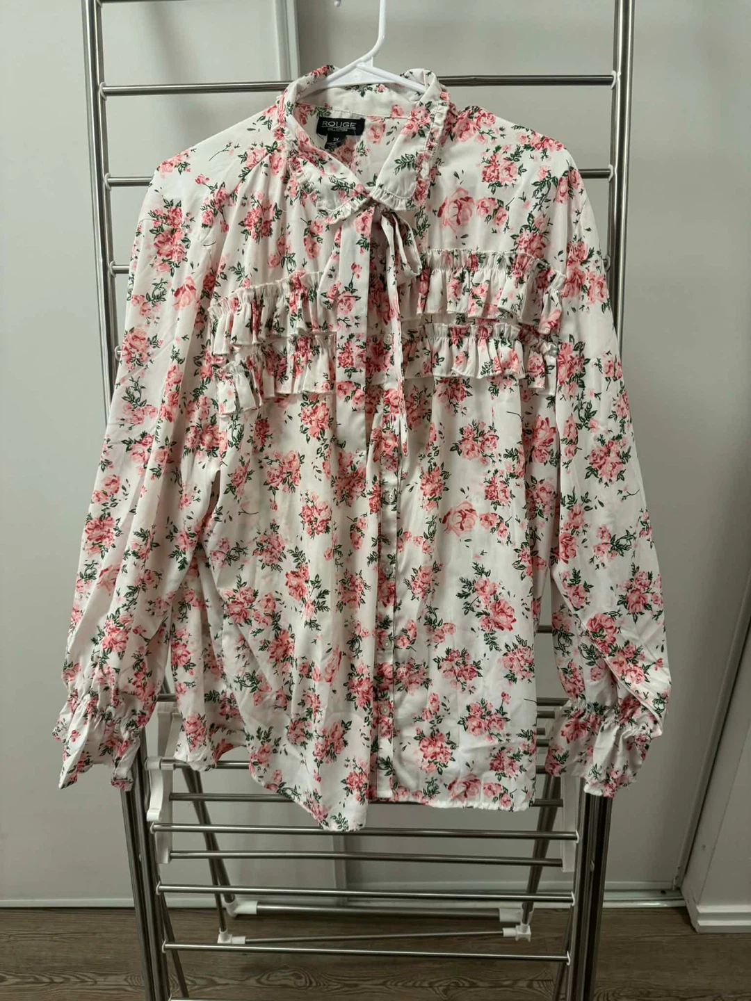 Floral Ruffle Blouse - Size 3X