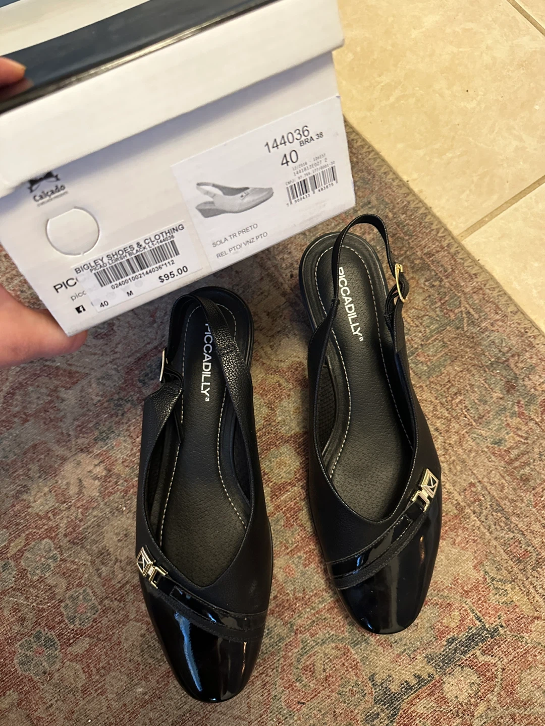 Piccadilly Black Slingback Wedge Shoes - Size 40 - photo 2
