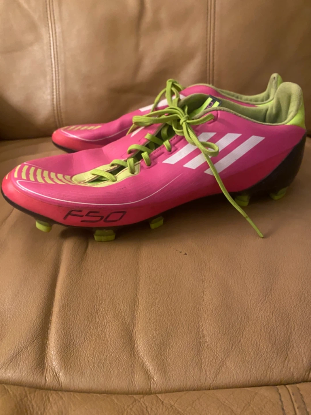Adidas F50 Soccer Cleats Pink/Lime Green US Size 9 - photo 3