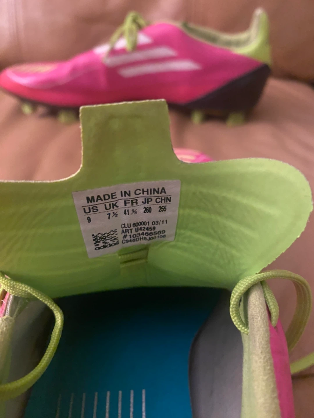 Adidas F50 Soccer Cleats Pink/Lime Green US Size 9 - photo 4