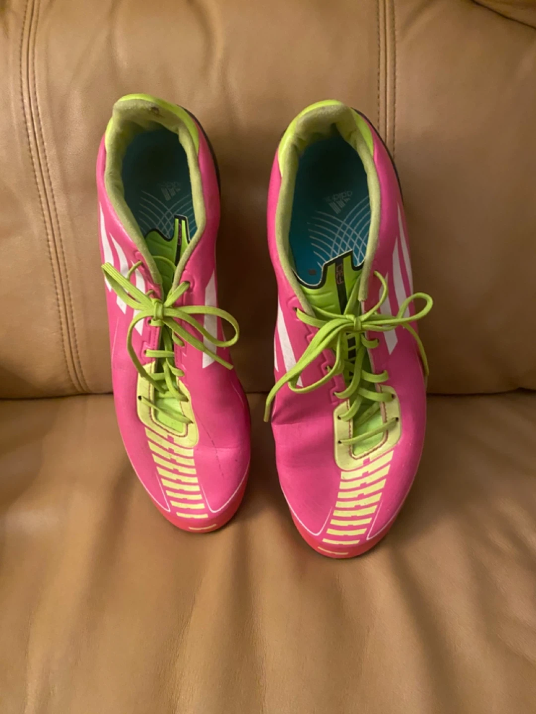 Adidas F50 Soccer Cleats Pink/Lime Green US Size 9