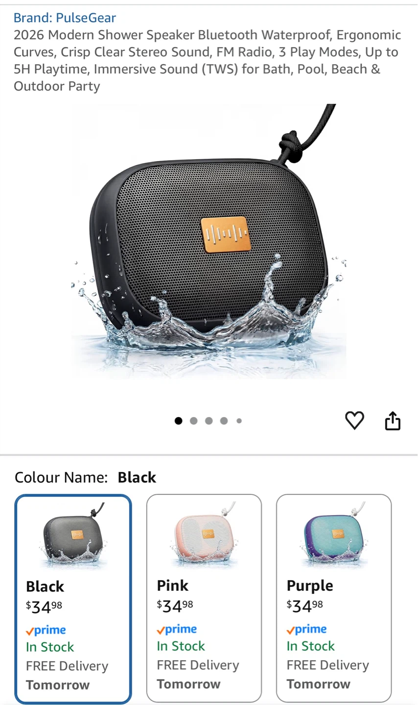 PulseGear 2026 Portable Wireless Bluetooth Speaker - BLACK - photo 2