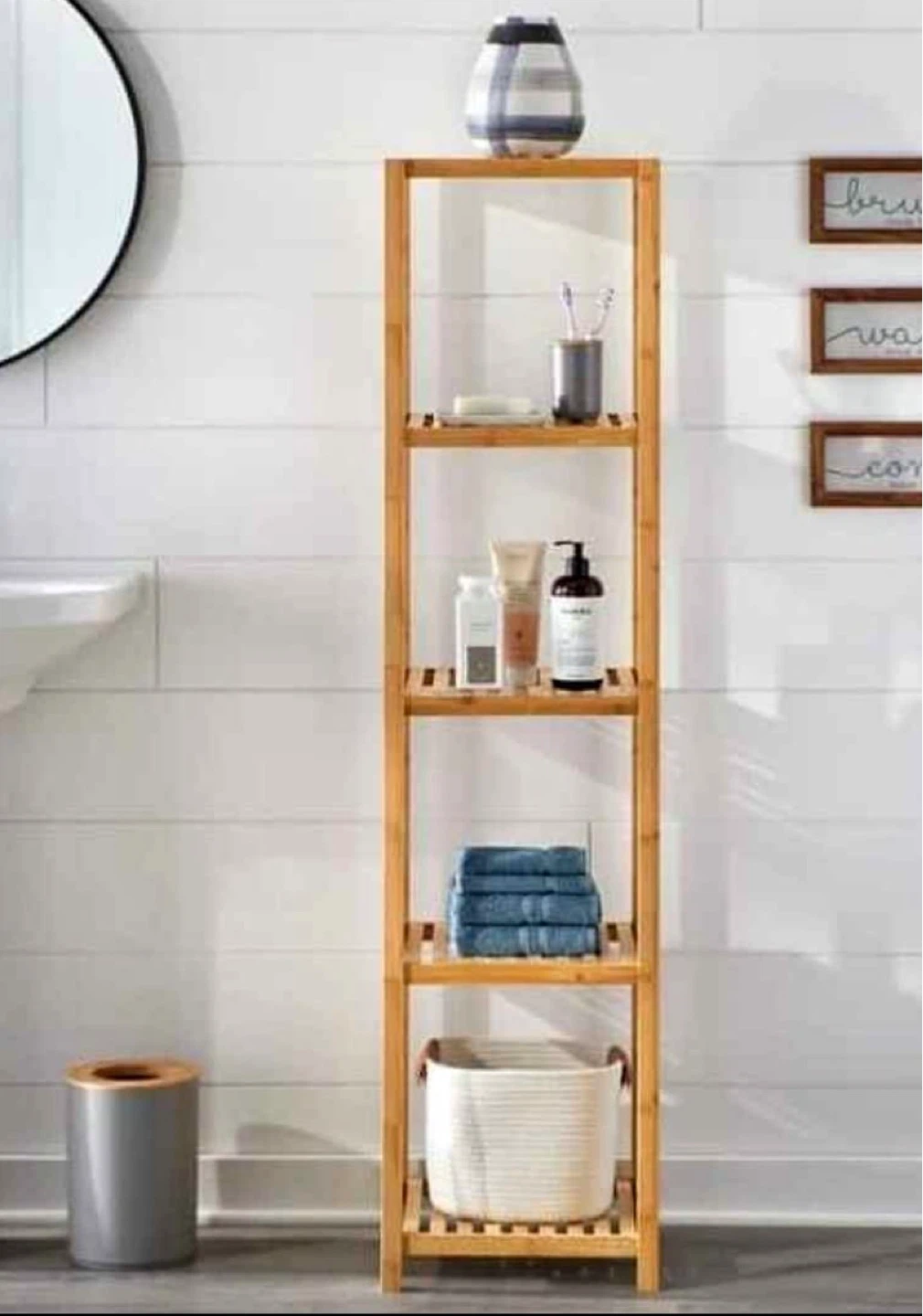 New 5 Tier Bamboo Boho Storage Display Shelf - photo 3