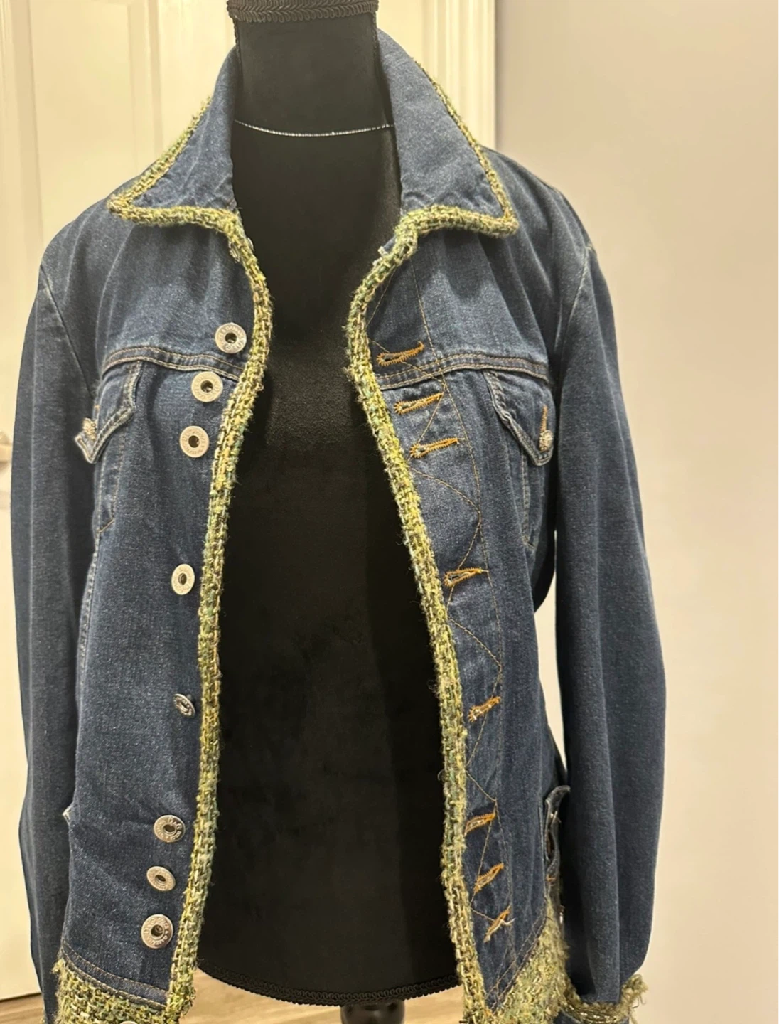 Dolce & Gabbana Denim Jacket with Tweed Trim