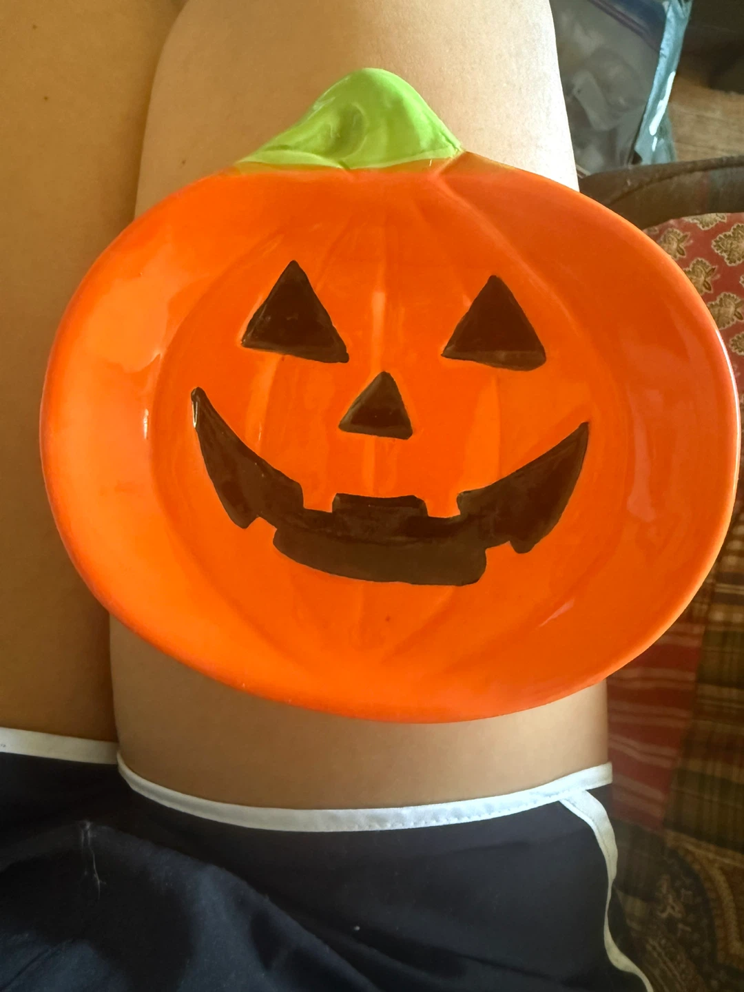 Orange Pumpkin Jack-o'-lantern Plate