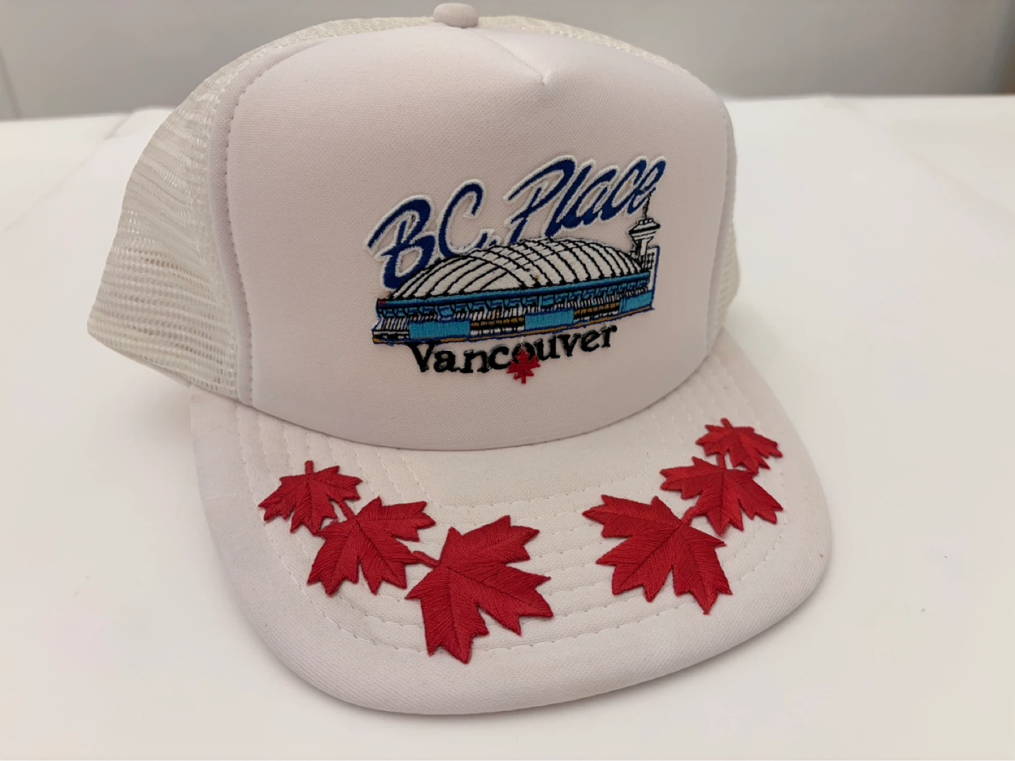 Vintage Retro Wilson BC Place Vancouver White Trucker Hat
