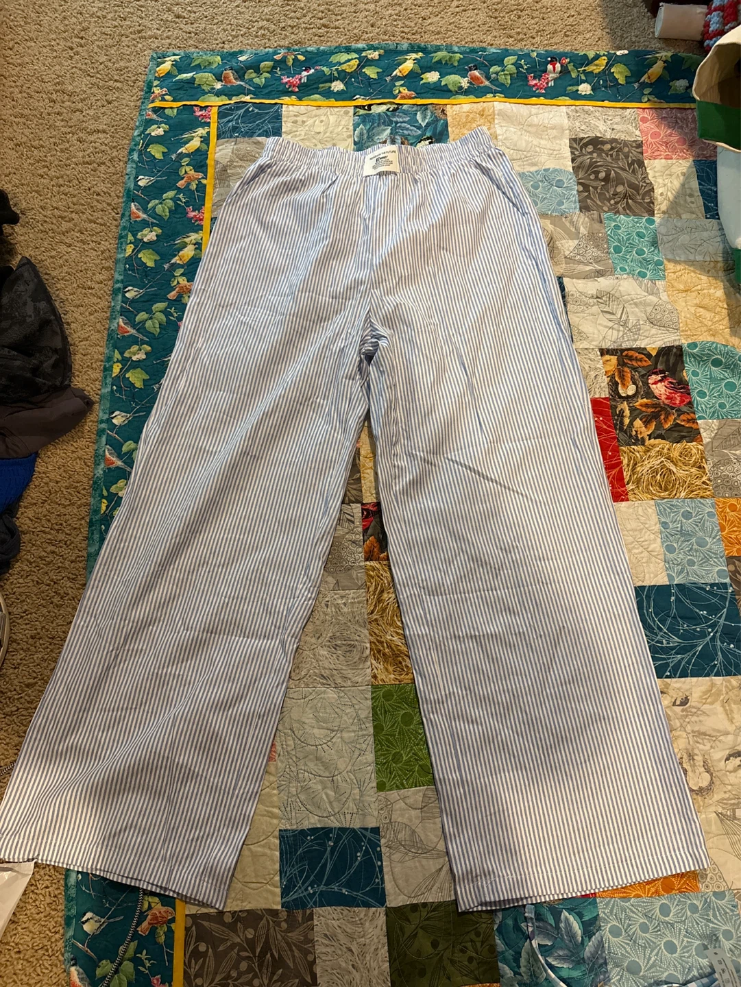 White Stuff Blue Stripe Wide Leg Pants