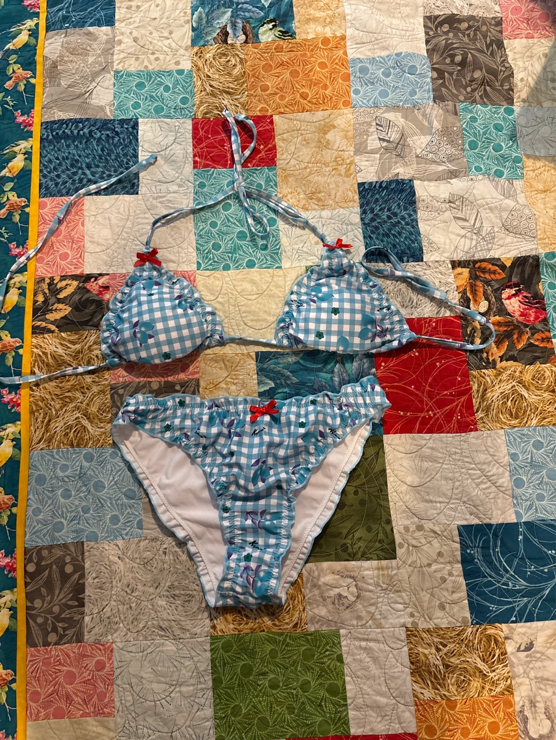 Blue Gingham Bikini Set