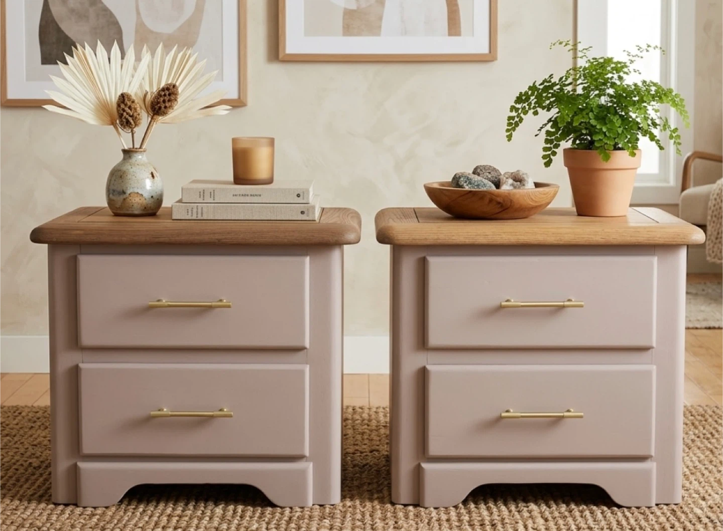 ✨ Soft Blush Nightstand Set – Solid Wood Stanley Pair✨ - photo 5