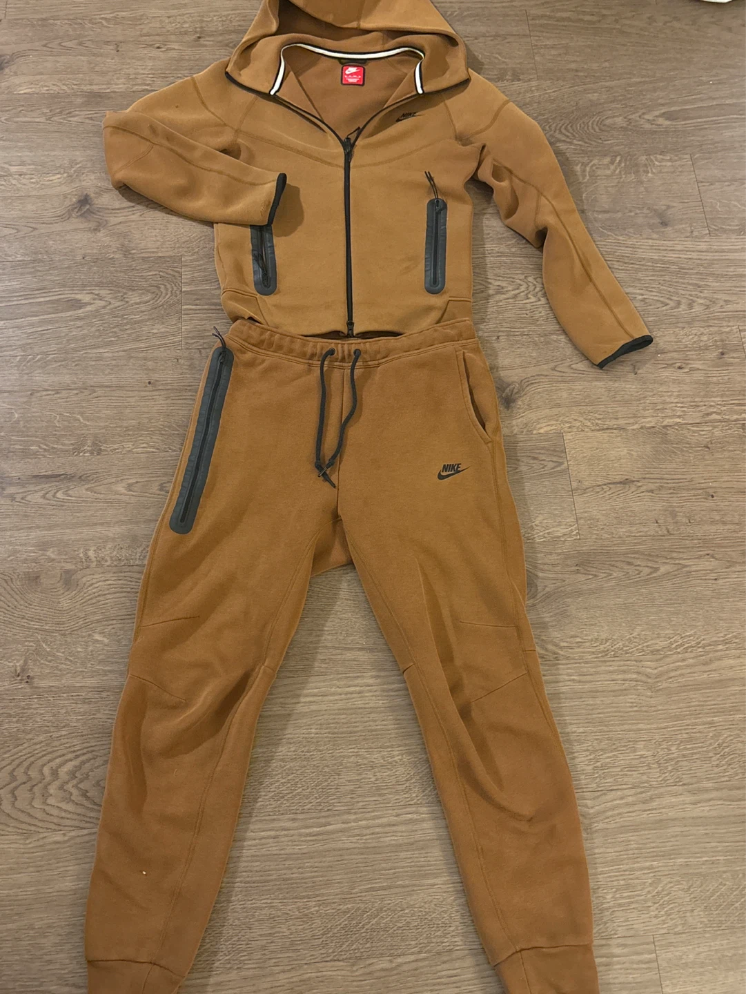 Nike Tech Fleece Full Zip Hoodie & Jogger Set - Brown - photo 3