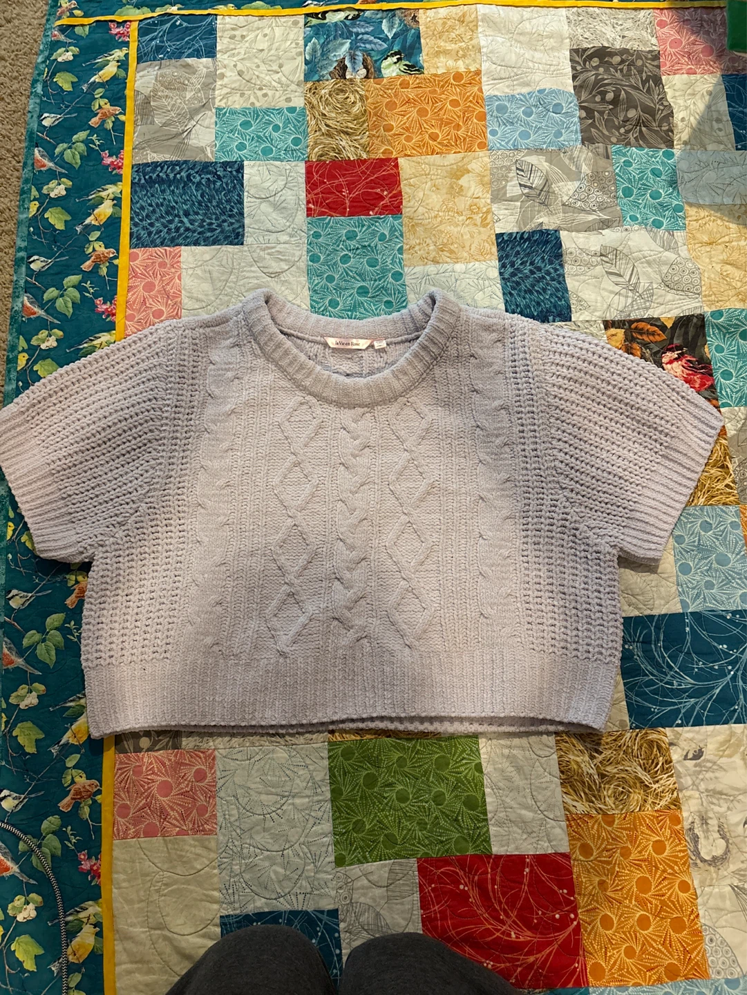 La Vie en Rose Cropped Cable Knit Sweater