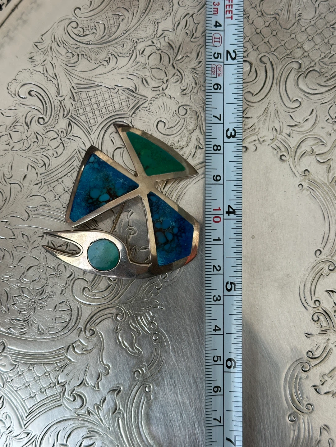 Laffi 925 Sterling Silver Turquoise & Green Stone Brooch - photo 4