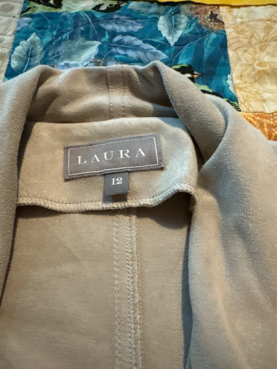 Laura Beige Suede-like Drape Front Jacket - Size 12 - photo 2