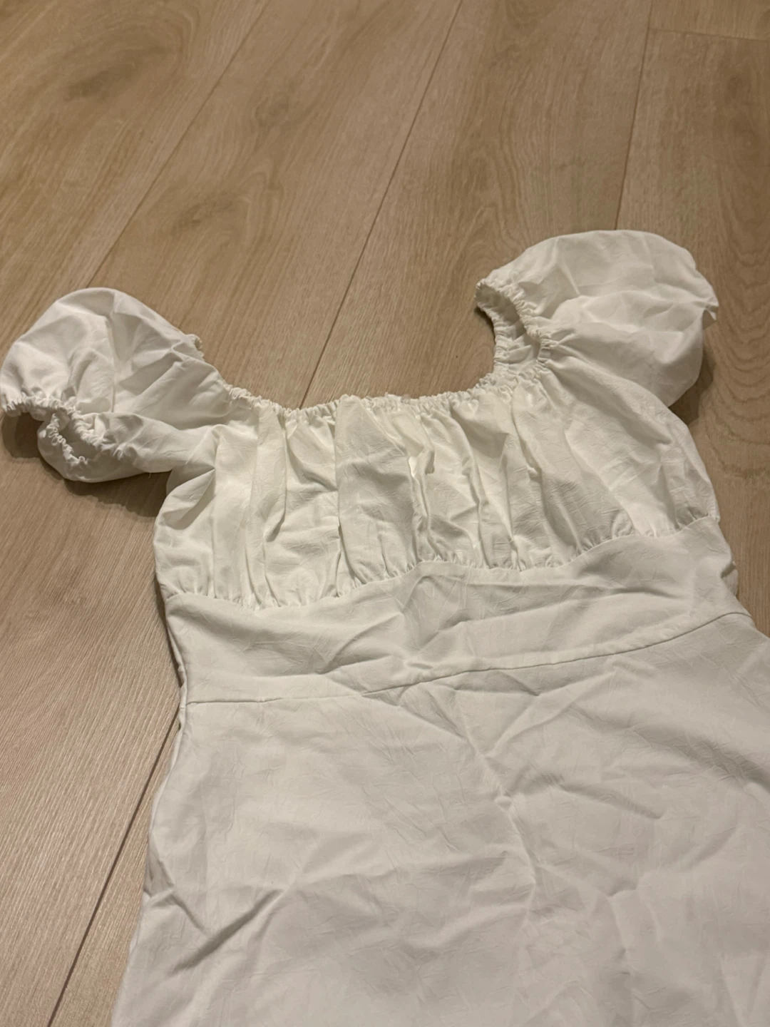 White Puff Sleeve Off-the-Shoulder Dress - photo 2