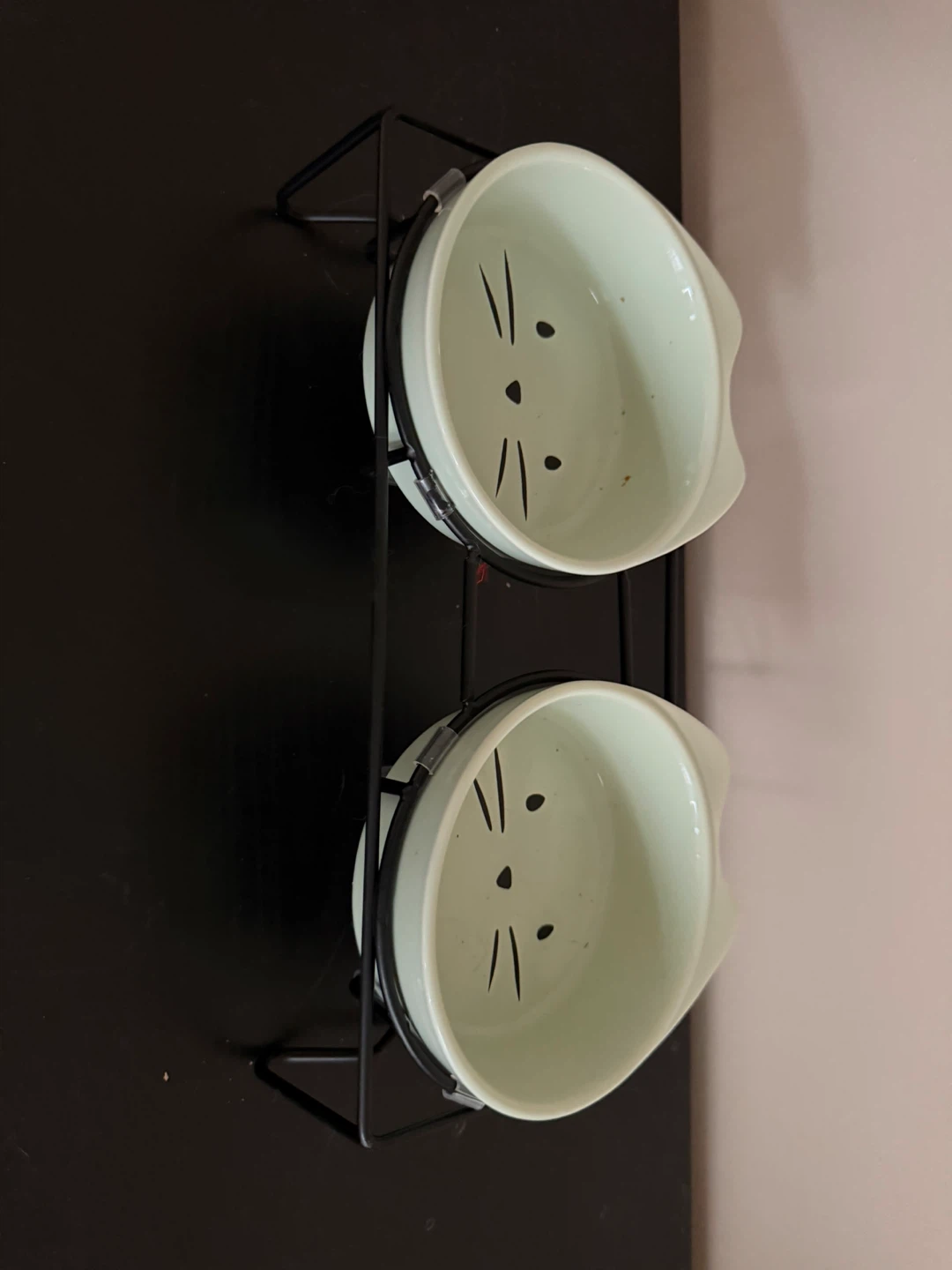 Cute Cat Face Pet Bowls with Stand