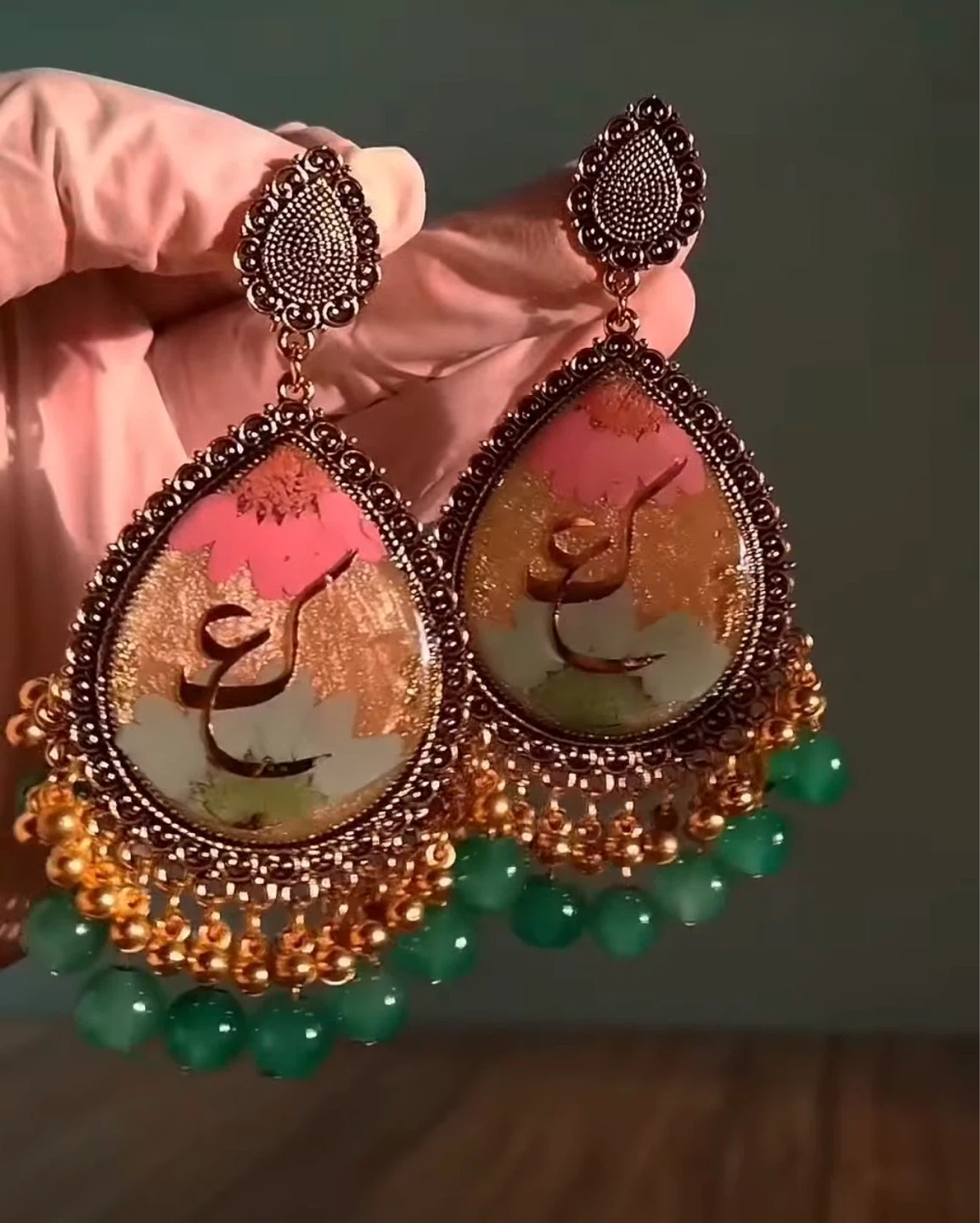 Resin Jhumkay Earrings-can be customized - photo 4