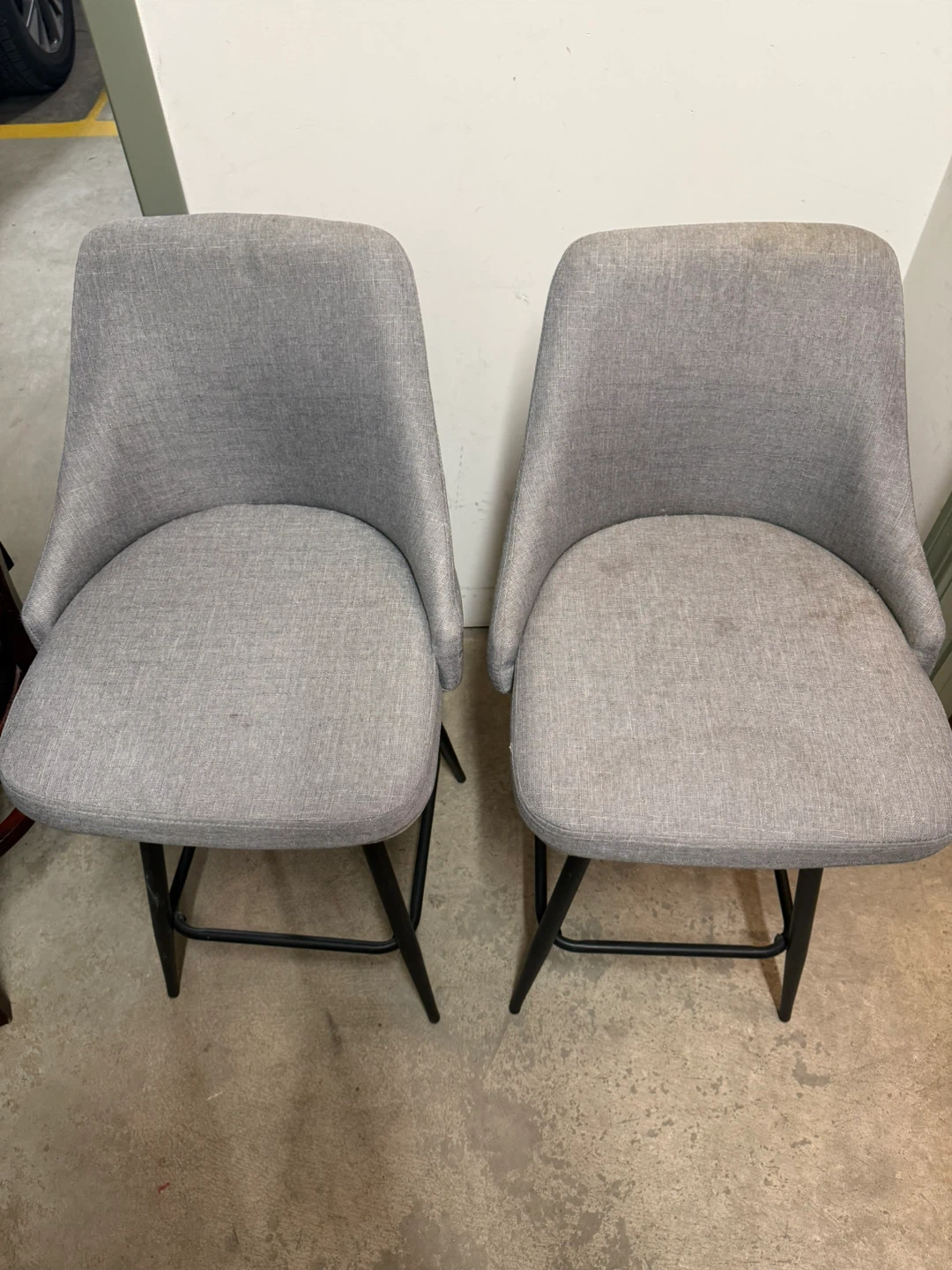 Set of 2 Gray Upholstered Counter Height Chairs - photo 2