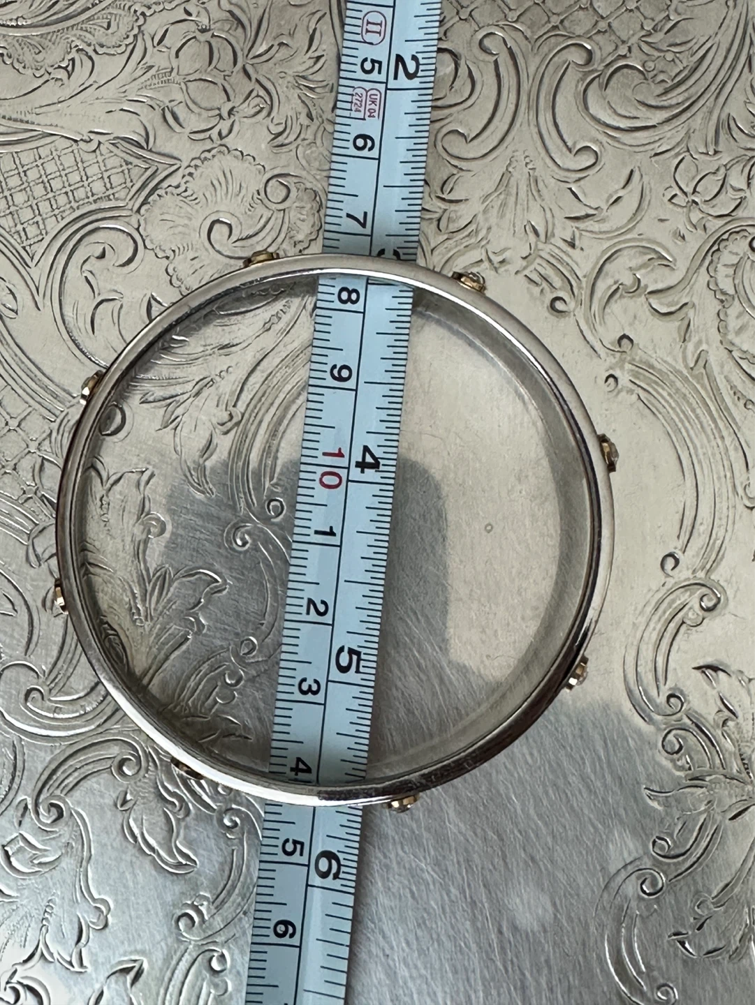 Silver Tone Bangle with Crystal Accents - photo 3