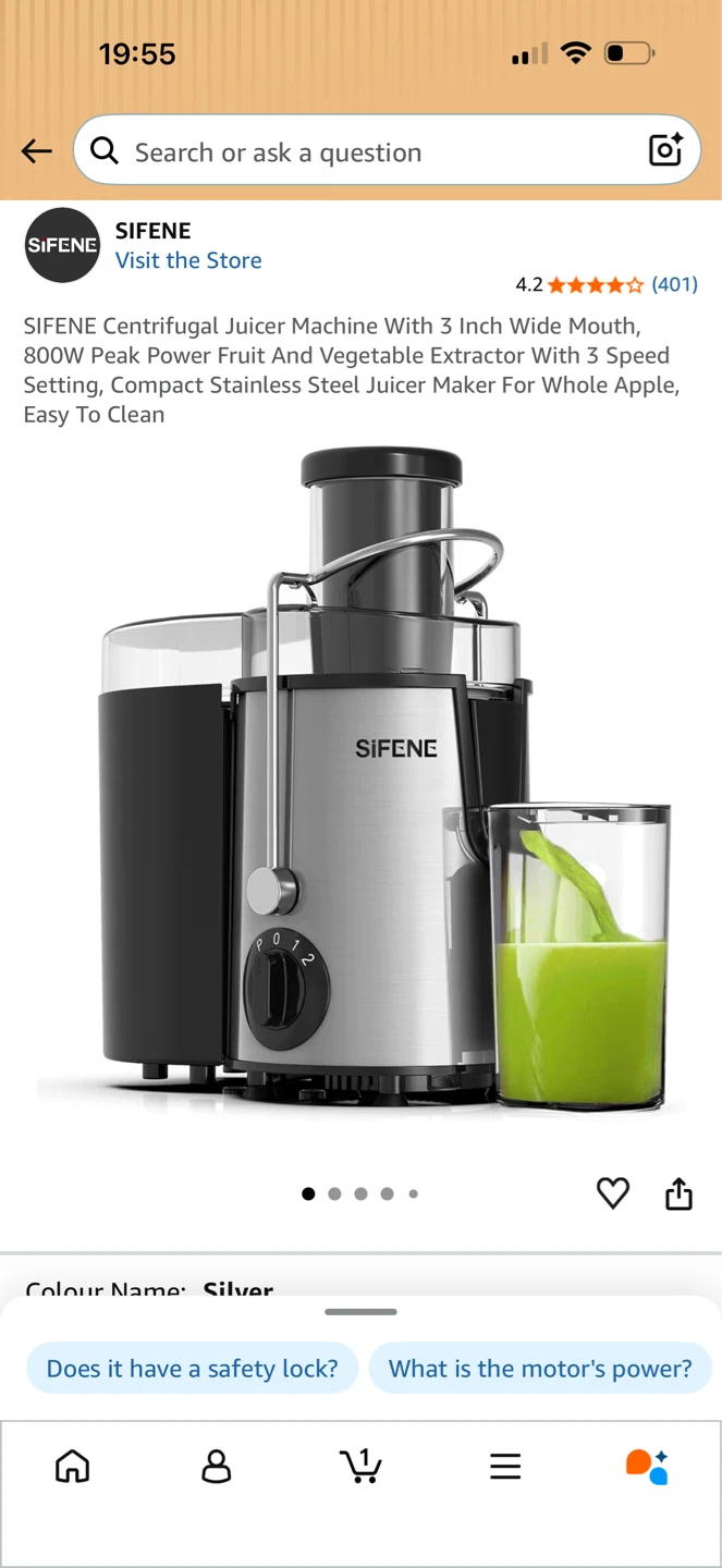 SIFENE Centrifugal Juicer - Silver
