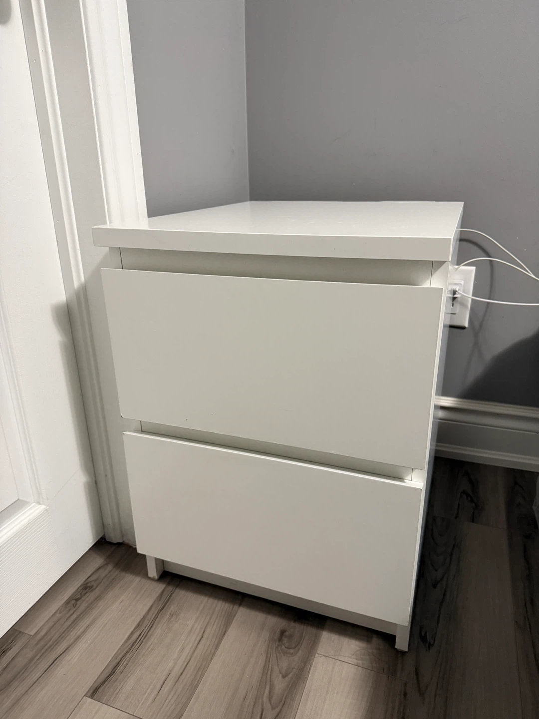 IKEA STORKLINTA White Nightstand with 2 Drawers