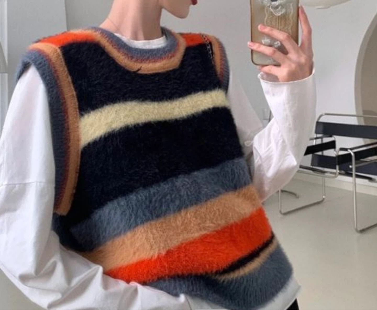 Brand new. Striped Fuzzy Sweater Vest