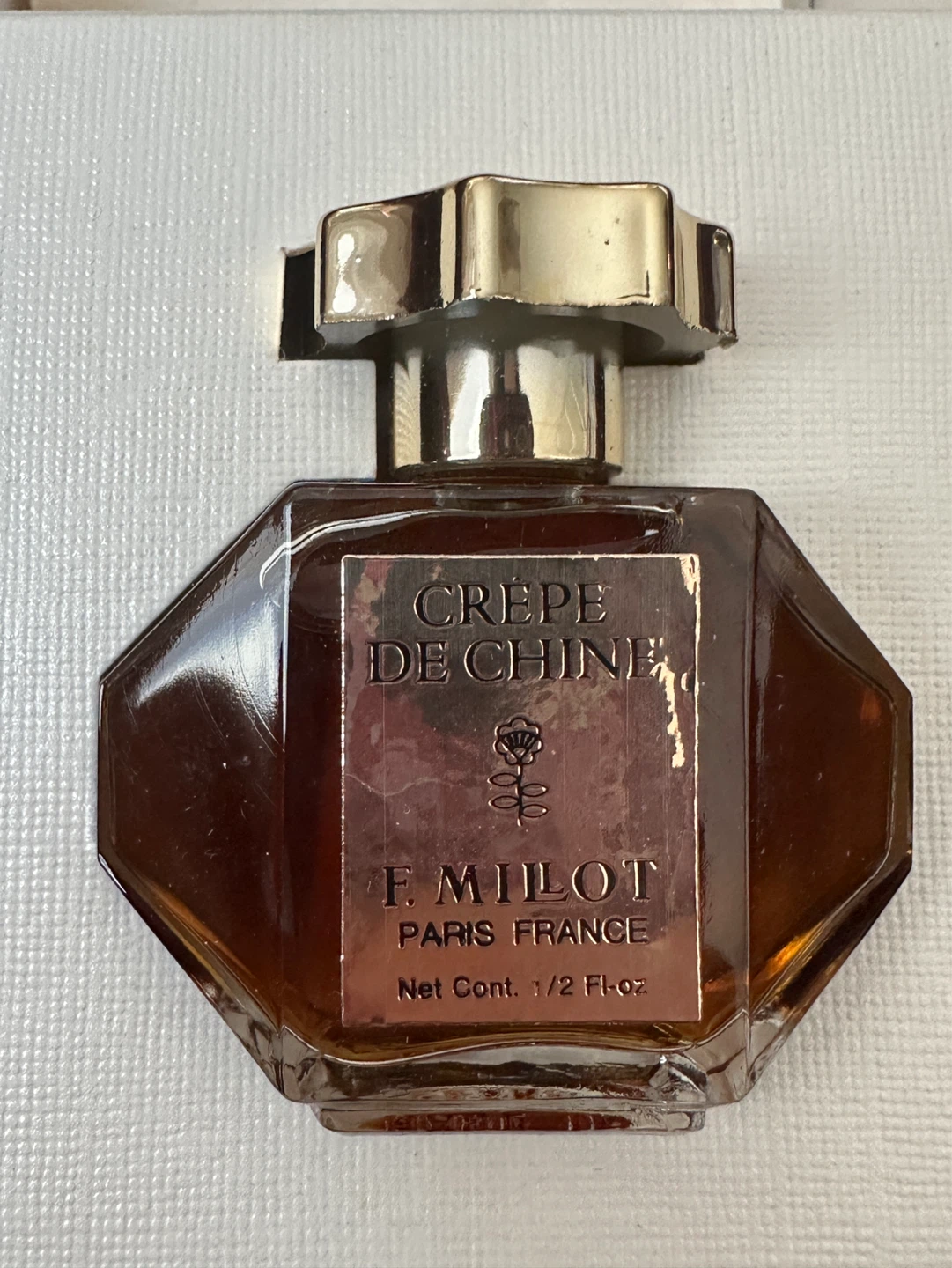 1925 Vintage F. Millot Crepe de Chine Perfume 1/2 Fl. Oz.
