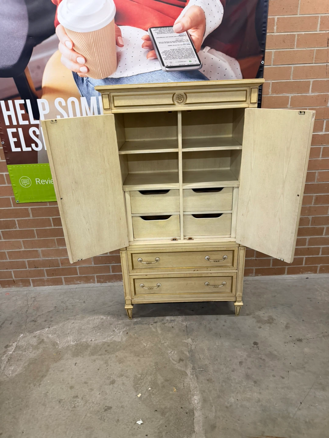 Vintage Armoire Dresser with Doors and Drawers - photo 4