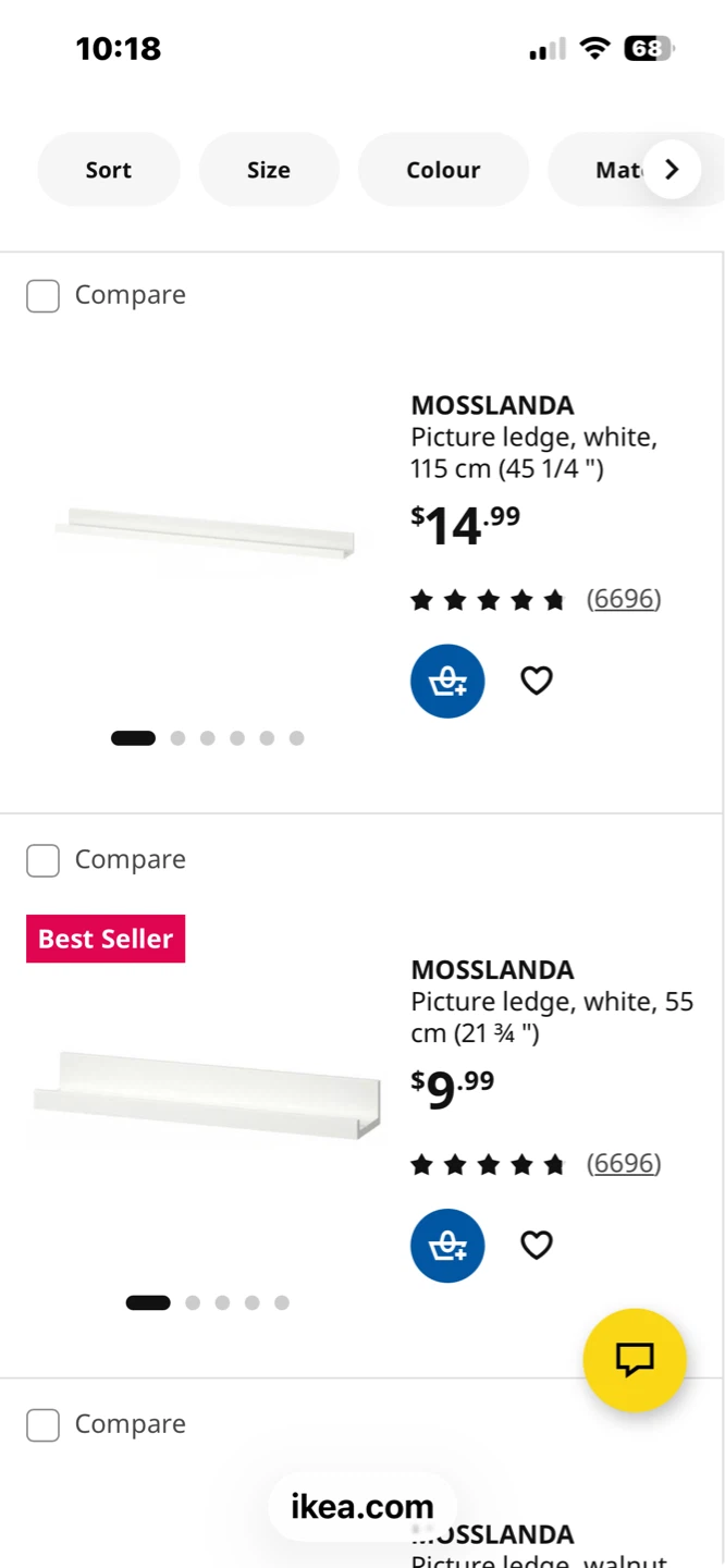 IKEA MOSSLANDA Picture Ledges (2x 115cm, 1x 55cm) White - photo 4