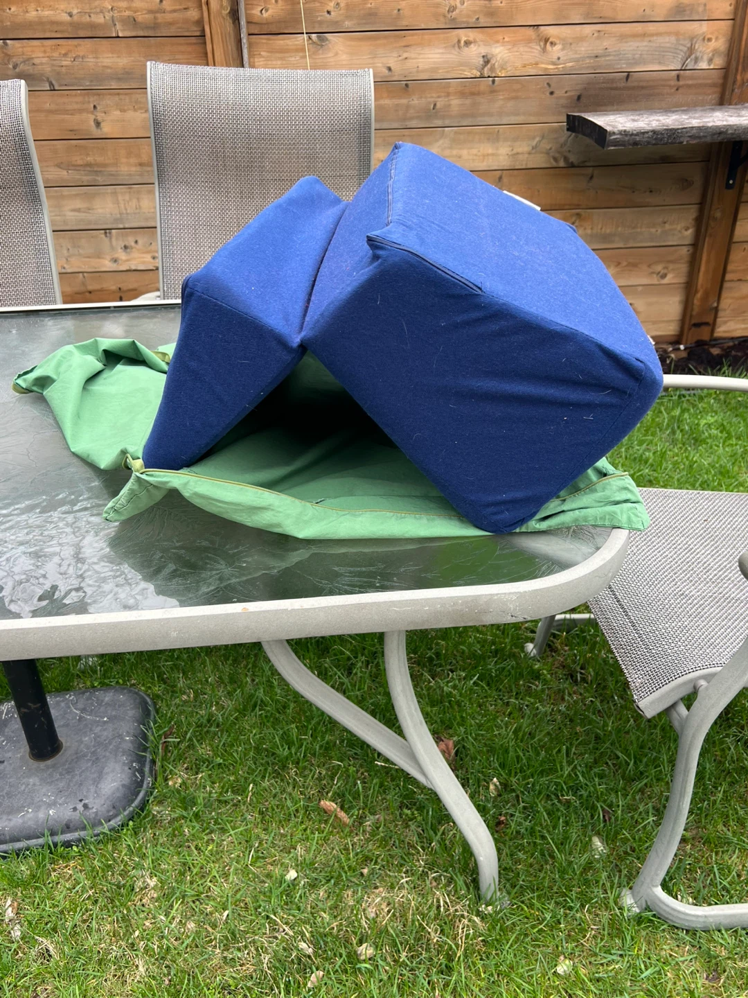 Wedge pillow with green dover