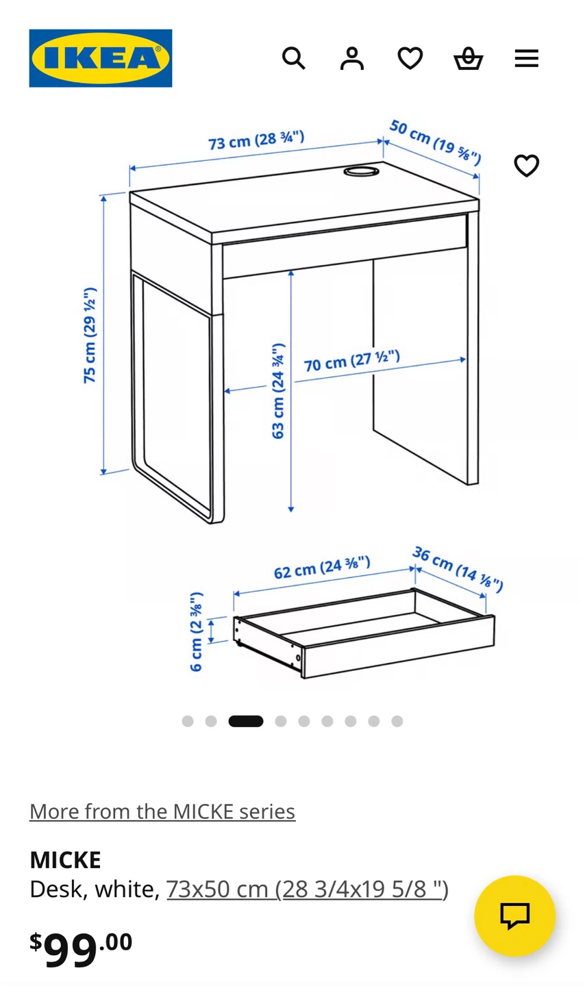 IKEA MICKE Desk White with White Chair - photo 5