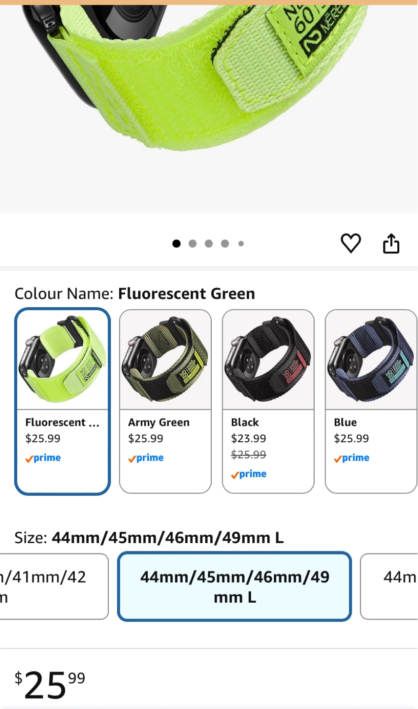 NEREIDES Nylon Sport Band for Apple Watch - Fluorescent Green, - photo 4