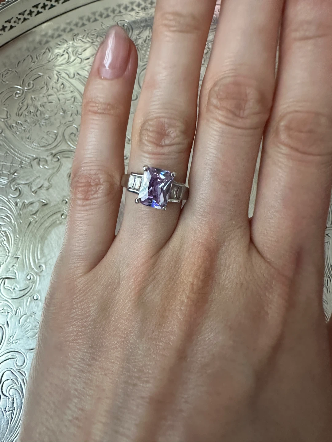 Sterling Silver 925 Ring with lavender Stone